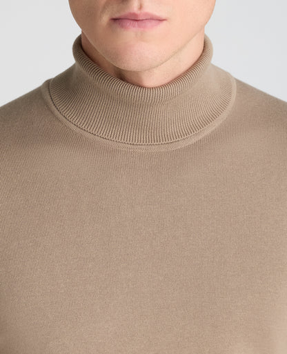 Stone Roll Neck Ribbed Cotton Jumper
