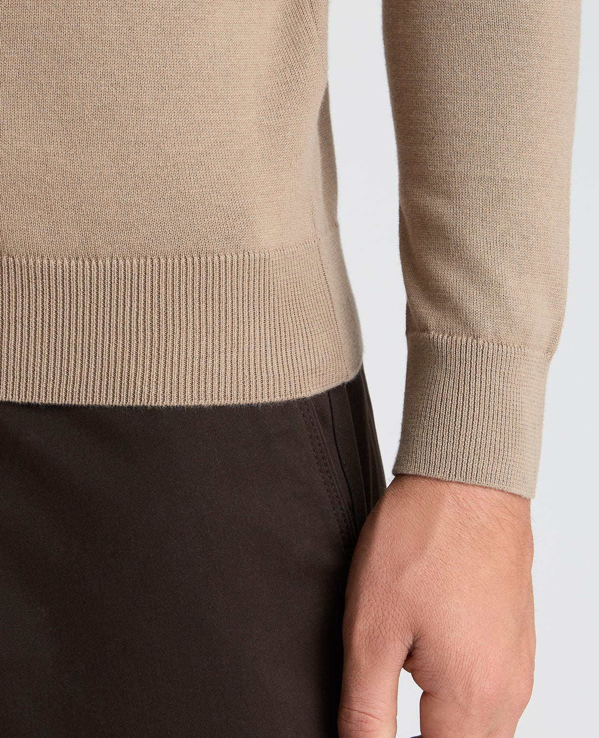 Stone Roll Neck Ribbed Cotton Jumper