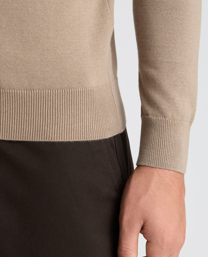 Stone Roll Neck Ribbed Cotton Jumper