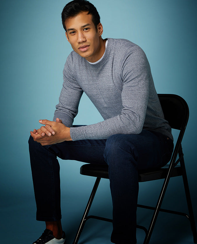 Slim Fit Knitted Cotton Crew Neck Sweater