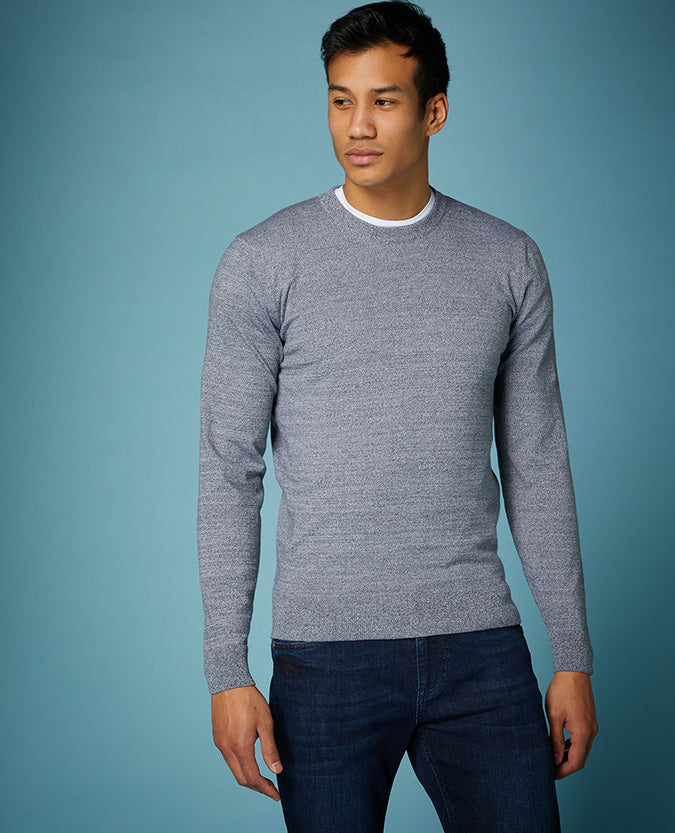 Slim Fit Knitted Cotton Crew Neck Sweater