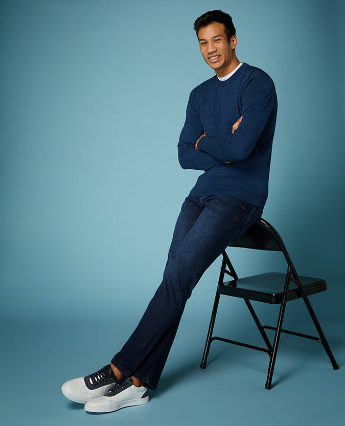 Slim Fit Knitted Cotton Crew Neck Sweater