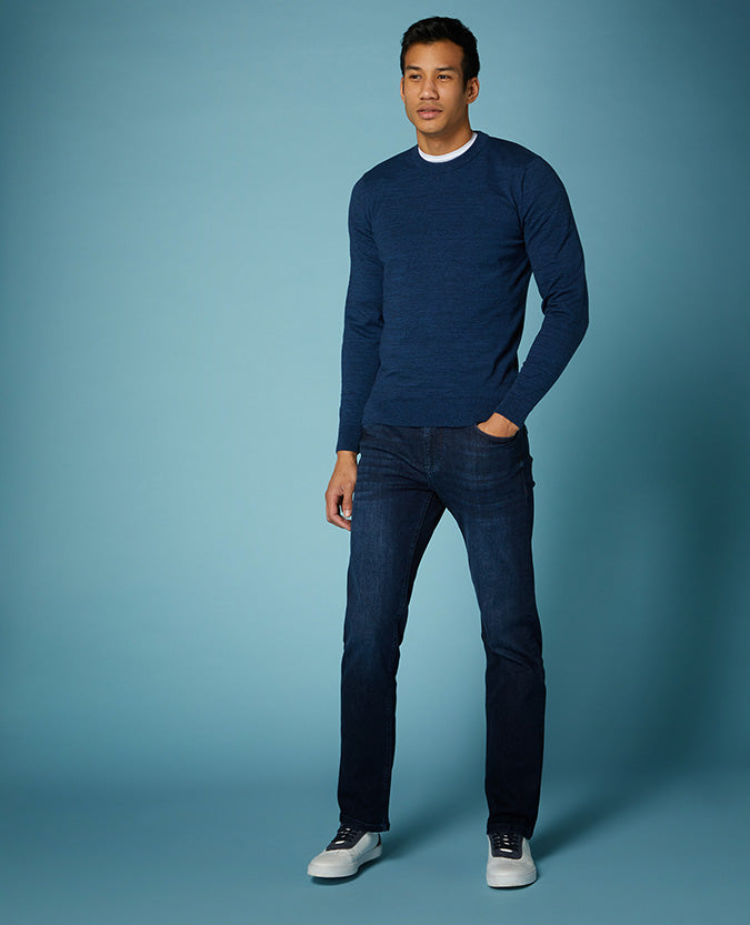 Slim Fit Knitted Cotton Crew Neck Sweater
