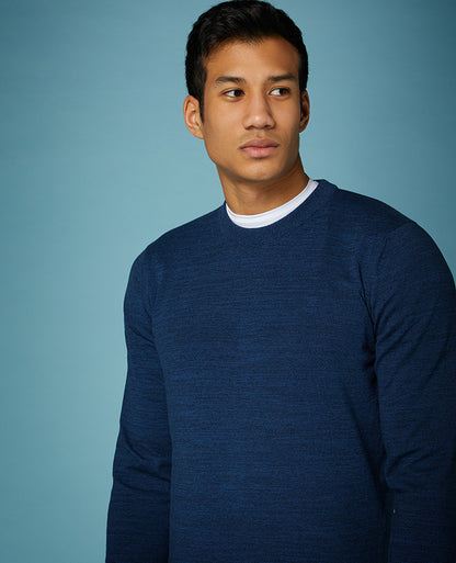 Slim Fit Knitted Cotton Crew Neck Sweater