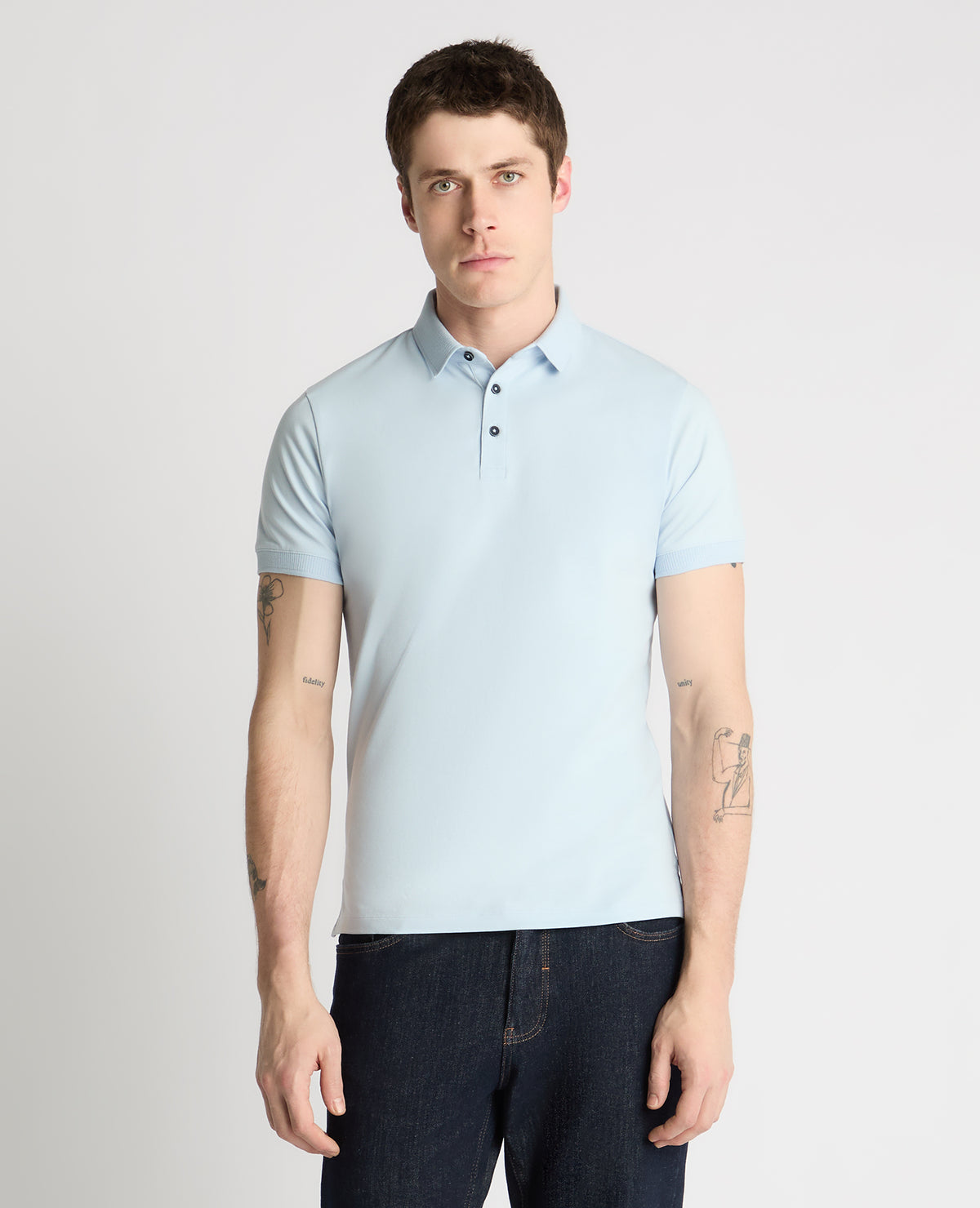 Man wearing a blue jumper