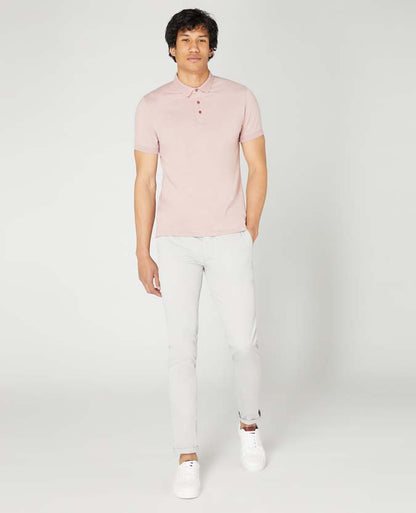 Tapered fit cotton-blend stretch polo shirt