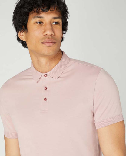 Tapered fit cotton-blend stretch polo shirt