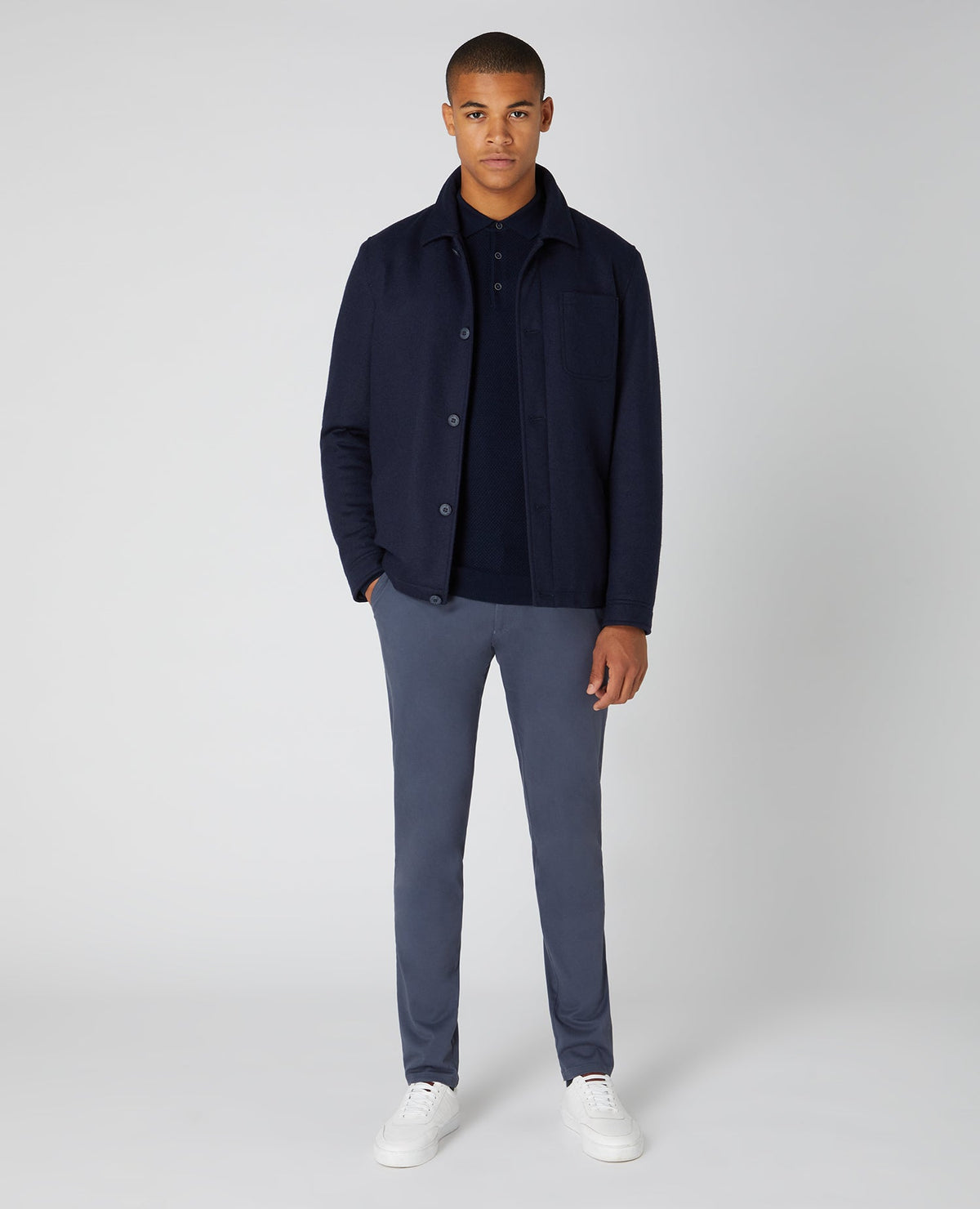 Slim Fit Merino Wool-Blend Long Sleeve knitted Polo