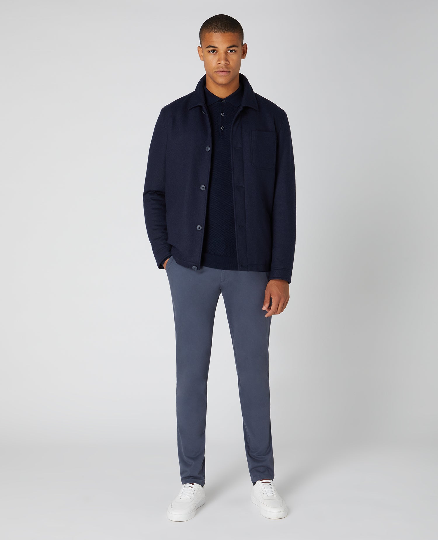 Slim Fit Merino Wool-Blend Long Sleeve knitted Polo