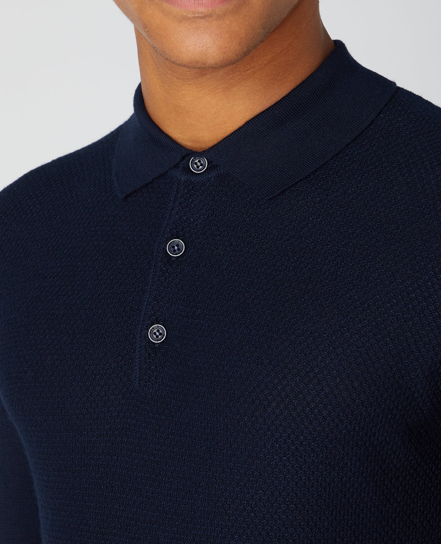 Slim Fit Merino Wool-Blend Long Sleeve knitted Polo