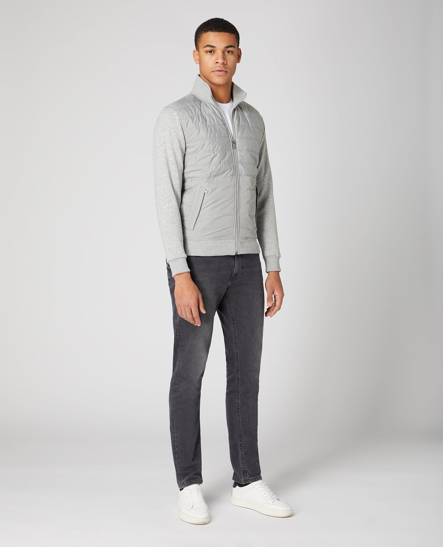 Tapered Fit Quilted Full Zip Sweatshirt