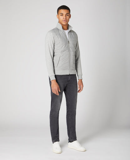 Tapered Fit Quilted Full Zip Sweatshirt