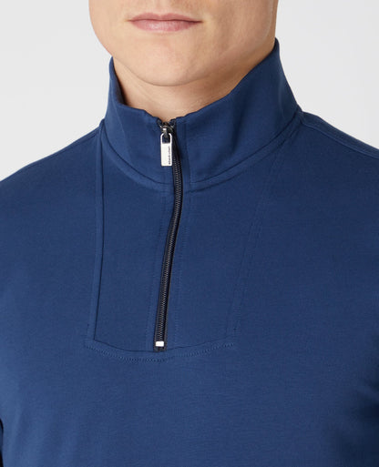 Tapered Fit Cotton-Stretch Half-Zip Sweatshirt