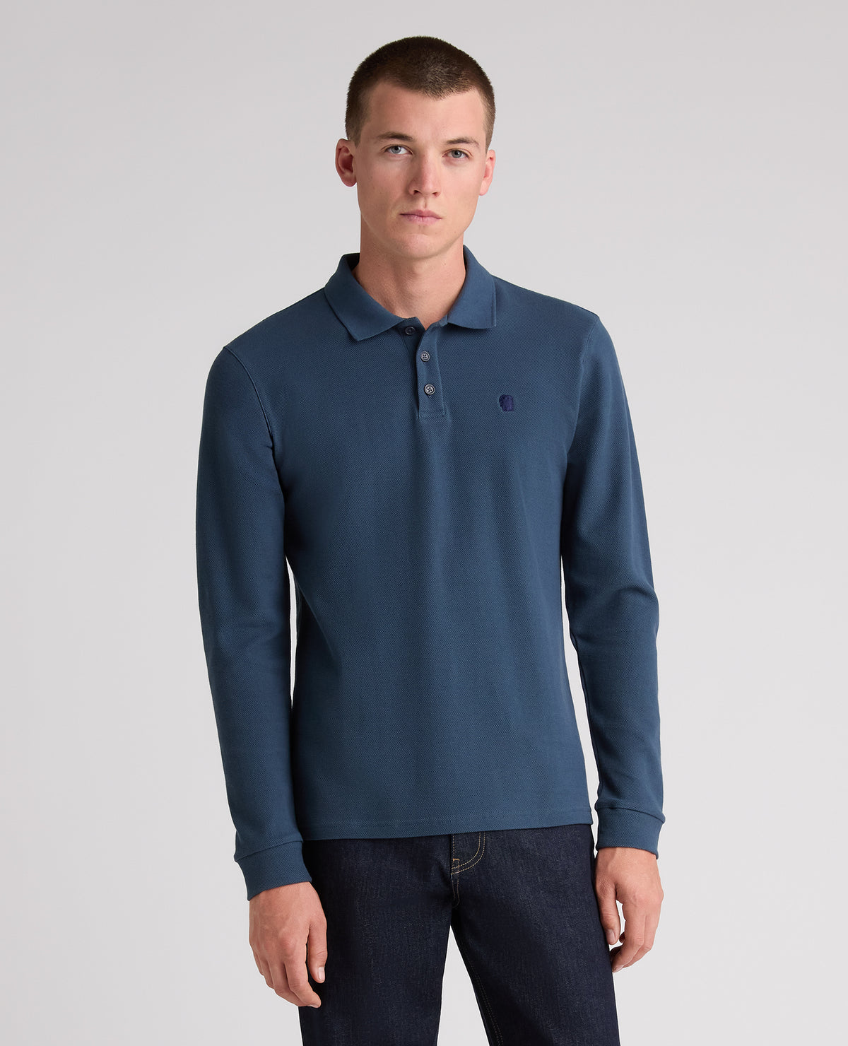 Dark Blue Branded Cotton Polo