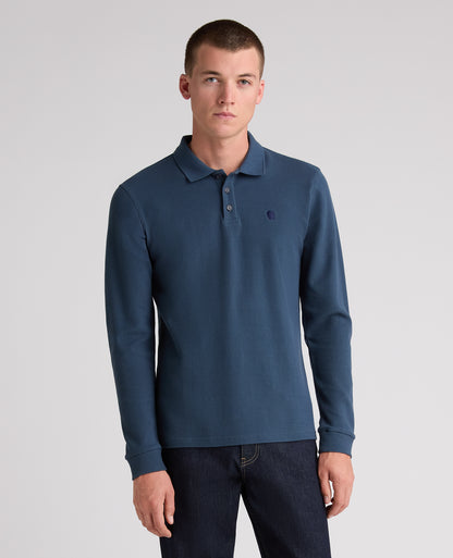 Dark Blue Branded Cotton Polo