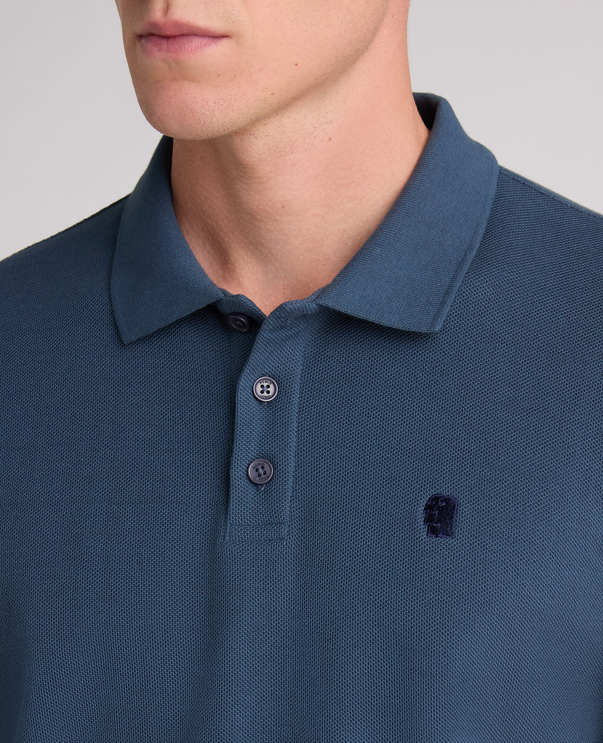 Dark Blue Branded Cotton Polo