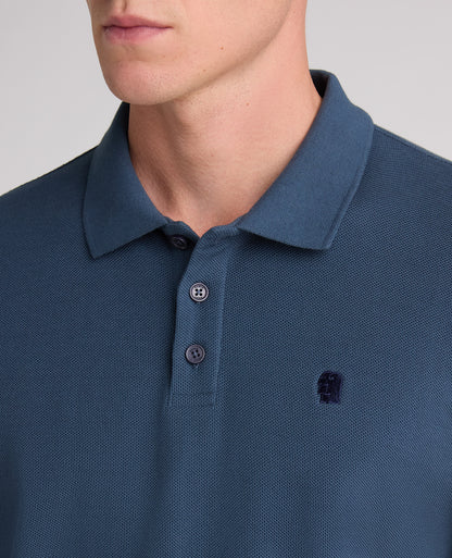Dark Blue Branded Cotton Polo