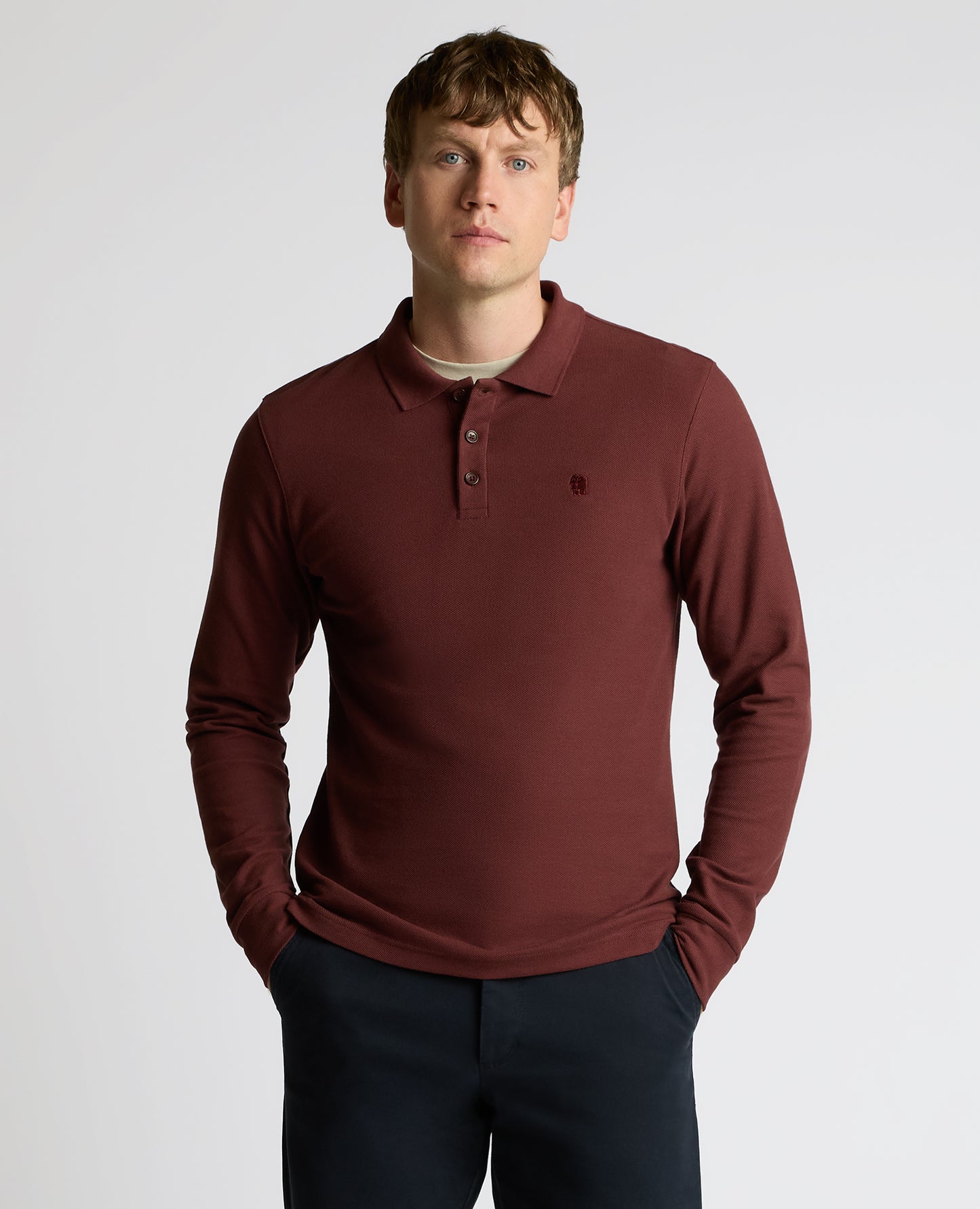 Long-Sleeve Cotton Polo