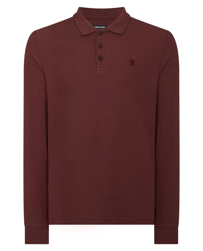 Man wearing a orange Long-Sleeve Cotton Polo