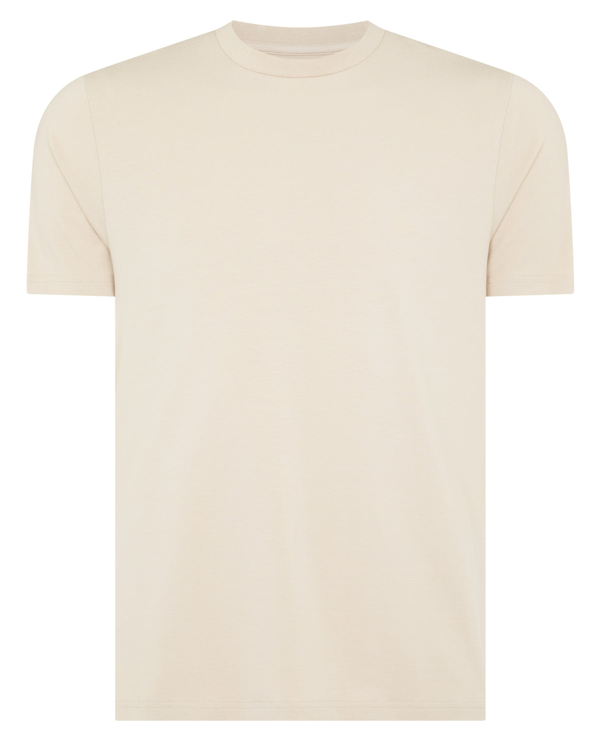 Man wearing a sand Relaxed Fit Crew Neck Tencel T-Shirt