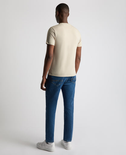 Man wearing a sand Relaxed Fit Crew Neck Tencel T-Shirt