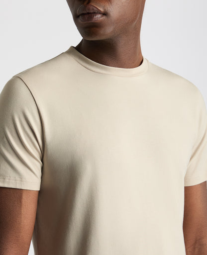 Man wearing a sand Relaxed Fit Crew Neck Tencel T-Shirt