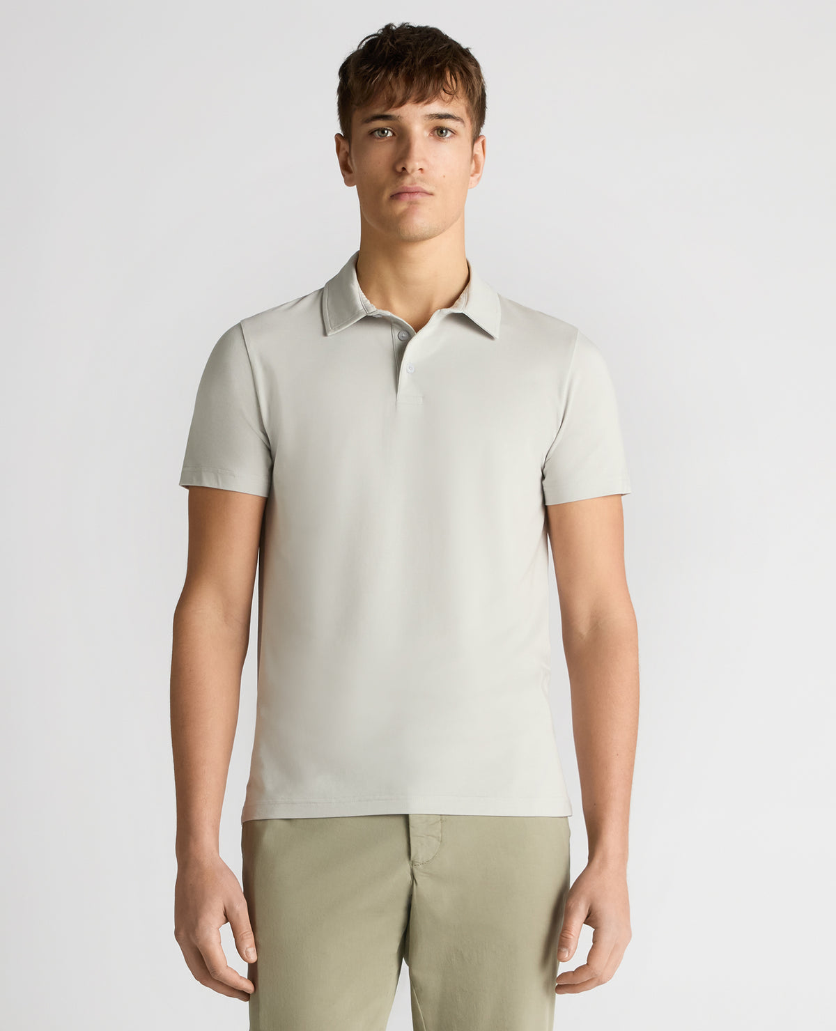 Man wearing a grey Relaxed Fit Tencel Polo