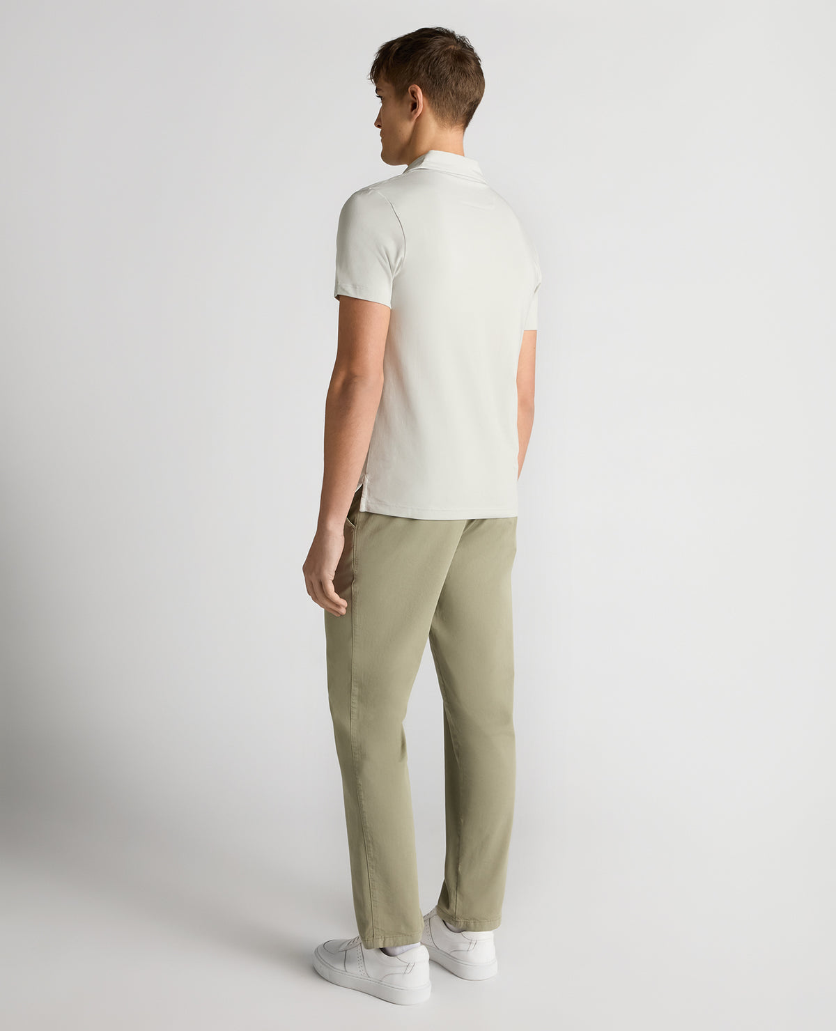 Man wearing a grey Relaxed Fit Tencel Polo
