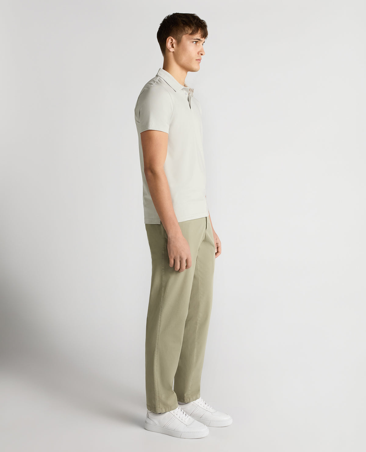 Man wearing a grey Relaxed Fit Tencel Polo