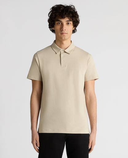 Man wearing a sand Relaxed Fit Tencel Polo
