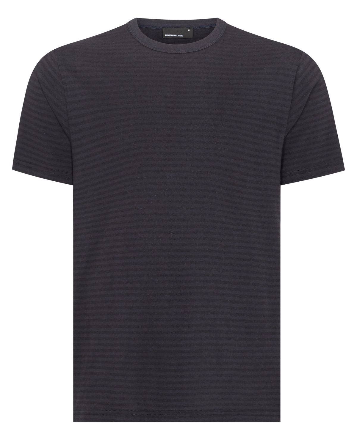 Man wearing a navy Relaxed Fit Crew Neck Tencel T-Shirt