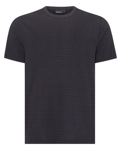 Man wearing a navy Relaxed Fit Crew Neck Tencel T-Shirt