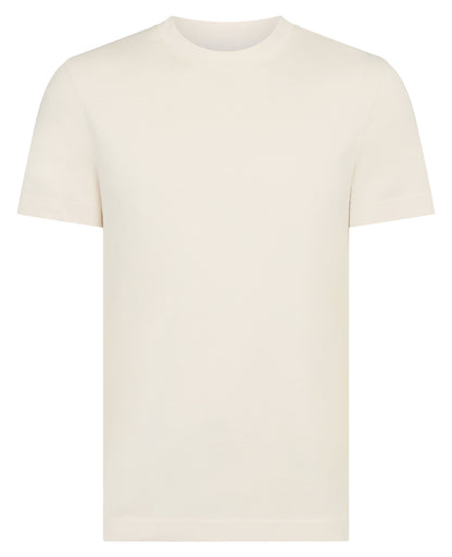 Man wearing a sand Relaxed Fit Organic Cotton T-Shirt