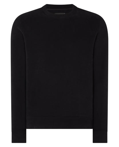 Man wearing a black Tapered Fit Soft Touch Cotton-Blend Sweatshirt