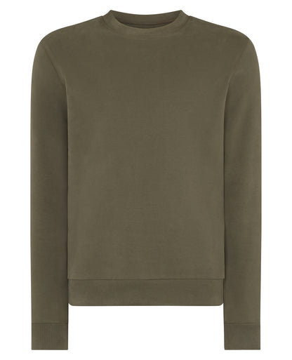 Man wearing a green Tapered Fit Soft Touch Cotton-Blend Sweatshirt