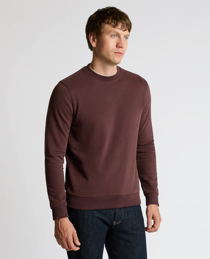 Man wearing a brown Crew Neck Terry Sweatshirt