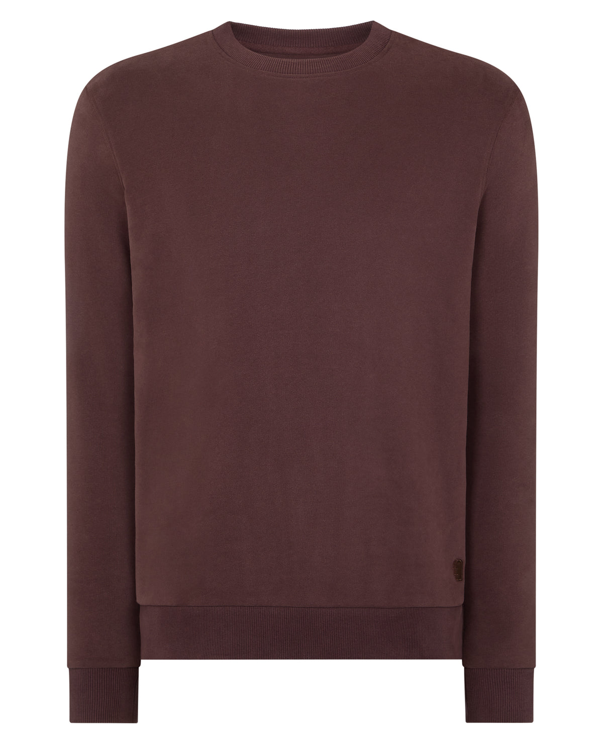 Man wearing a brown Crew Neck Terry Sweatshirt