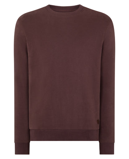 Man wearing a brown Crew Neck Terry Sweatshirt