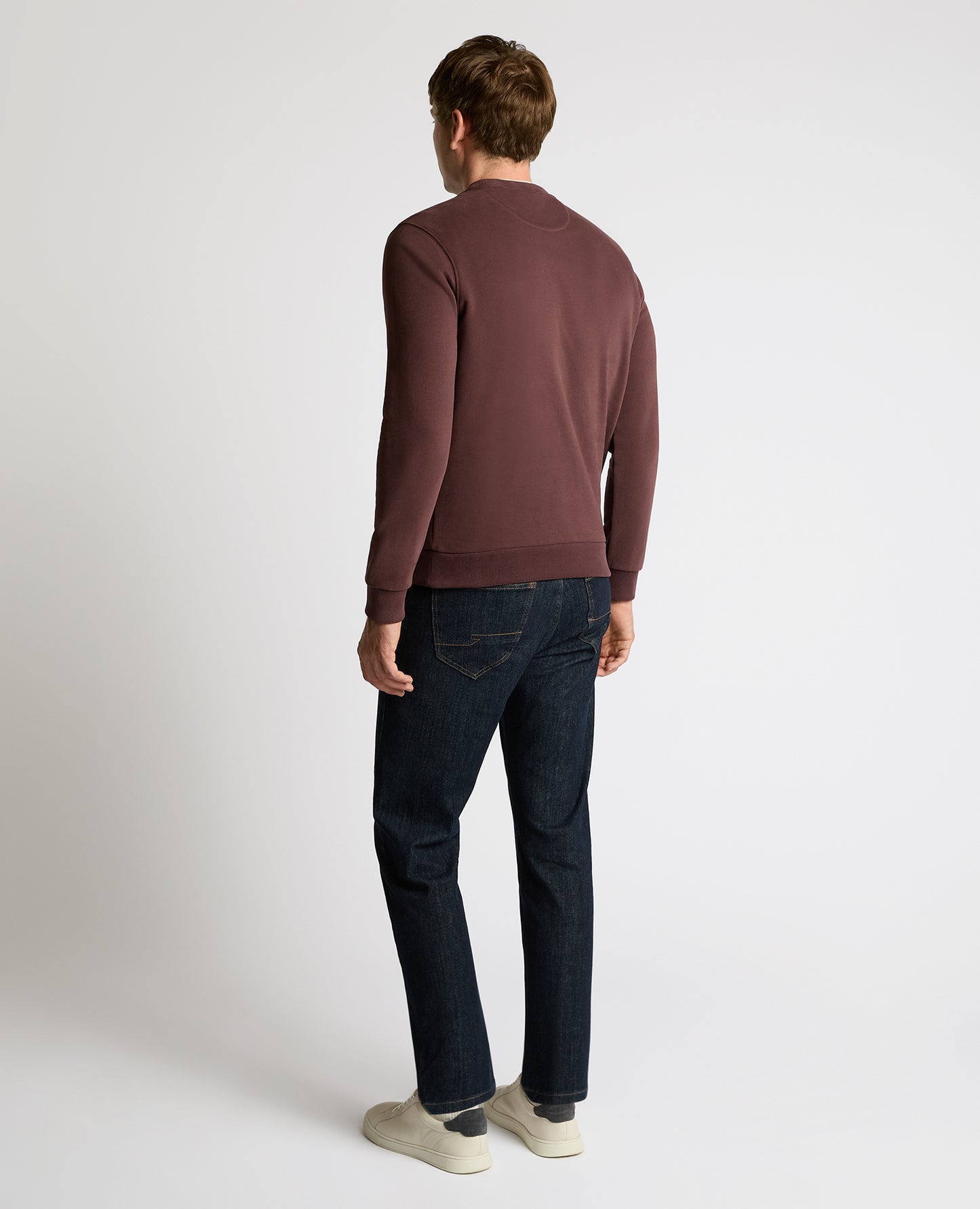 Man wearing a brown Crew Neck Terry Sweatshirt