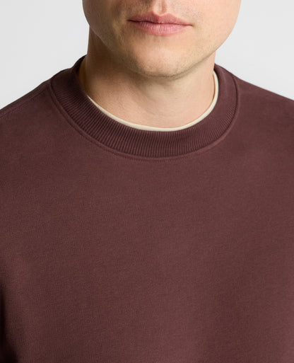 Man wearing a brown Crew Neck Terry Sweatshirt