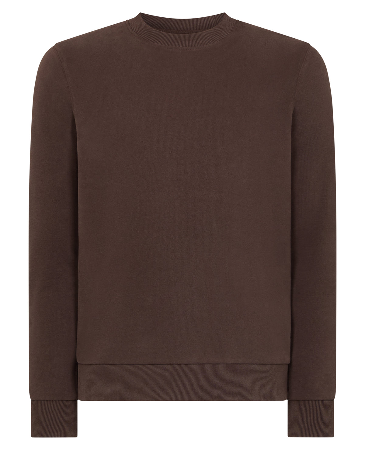 Man wearing a brown Tapered Fit Soft Touch Cotton-Blend Sweatshirt