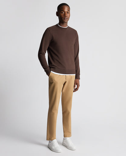 Man wearing a brown Tapered Fit Soft Touch Cotton-Blend Sweatshirt