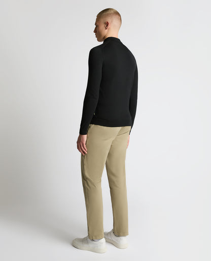 Man wearing a black Cotton Interest Fabric Knit Polo
