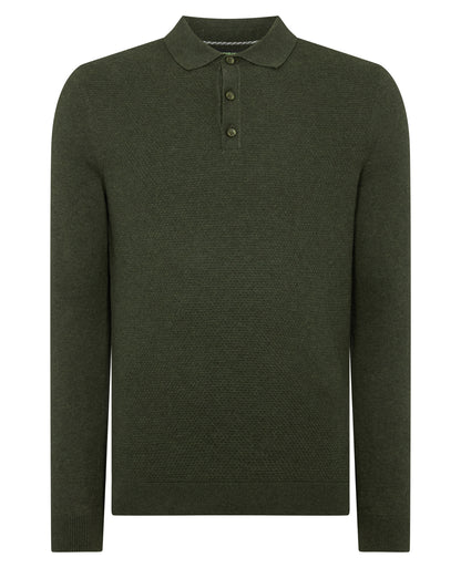 Man wearing a green Cotton Interest Fabric Knit Polo