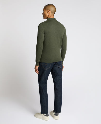 Man wearing a green Cotton Interest Fabric Knit Polo