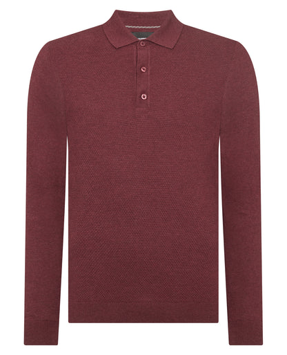 Man wearing a red Slim Fit Cotton Knitted Polo