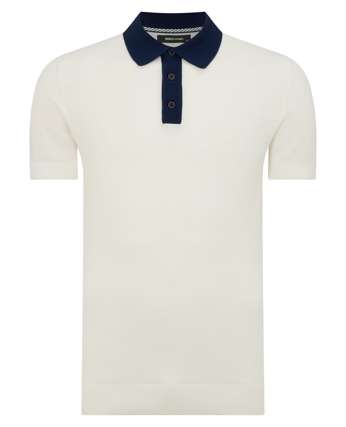 Man wearing a white Slim Fit Cotton Polo Shirt