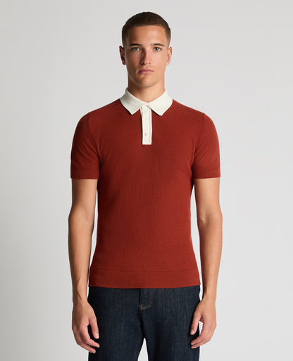 Man wearing a orange Slim Fit Cotton Polo Shirt