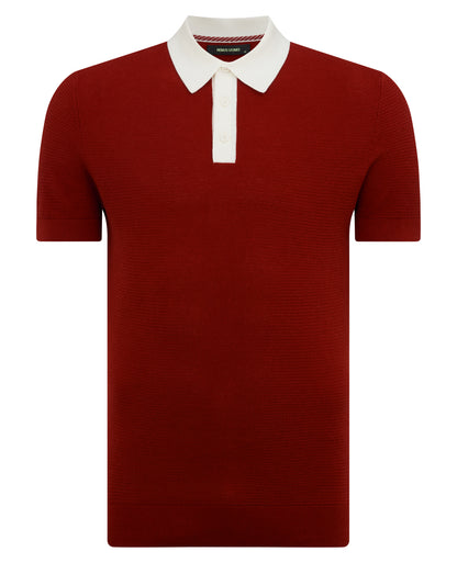 Man wearing a orange Slim Fit Cotton Polo Shirt