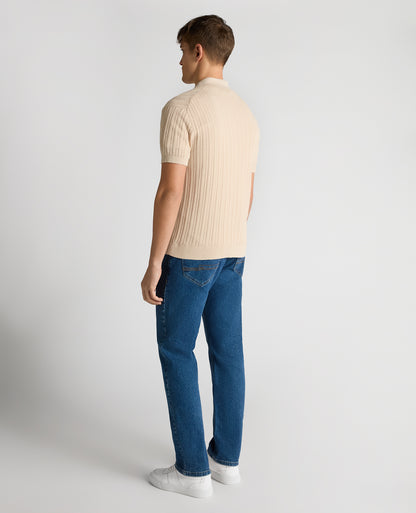 Man wearing a sand Relaxed Fit Cuban Style Shirt